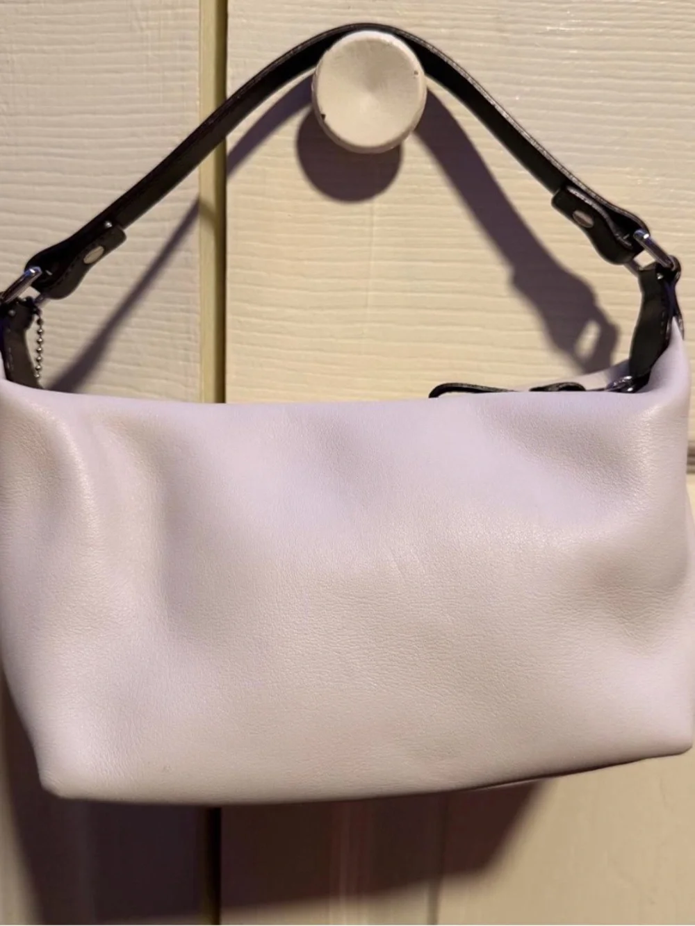 Coach White Leather Shoulder Bag with Dark Brown Handle